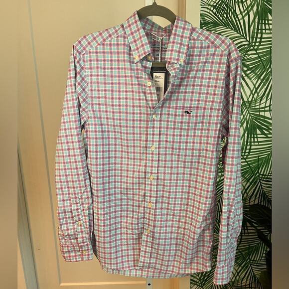 Vineyard Vines Men’s On the Go Nylon Classic Plaid Shirt in Neon Rosa XS NWT - Picture 5 of 9